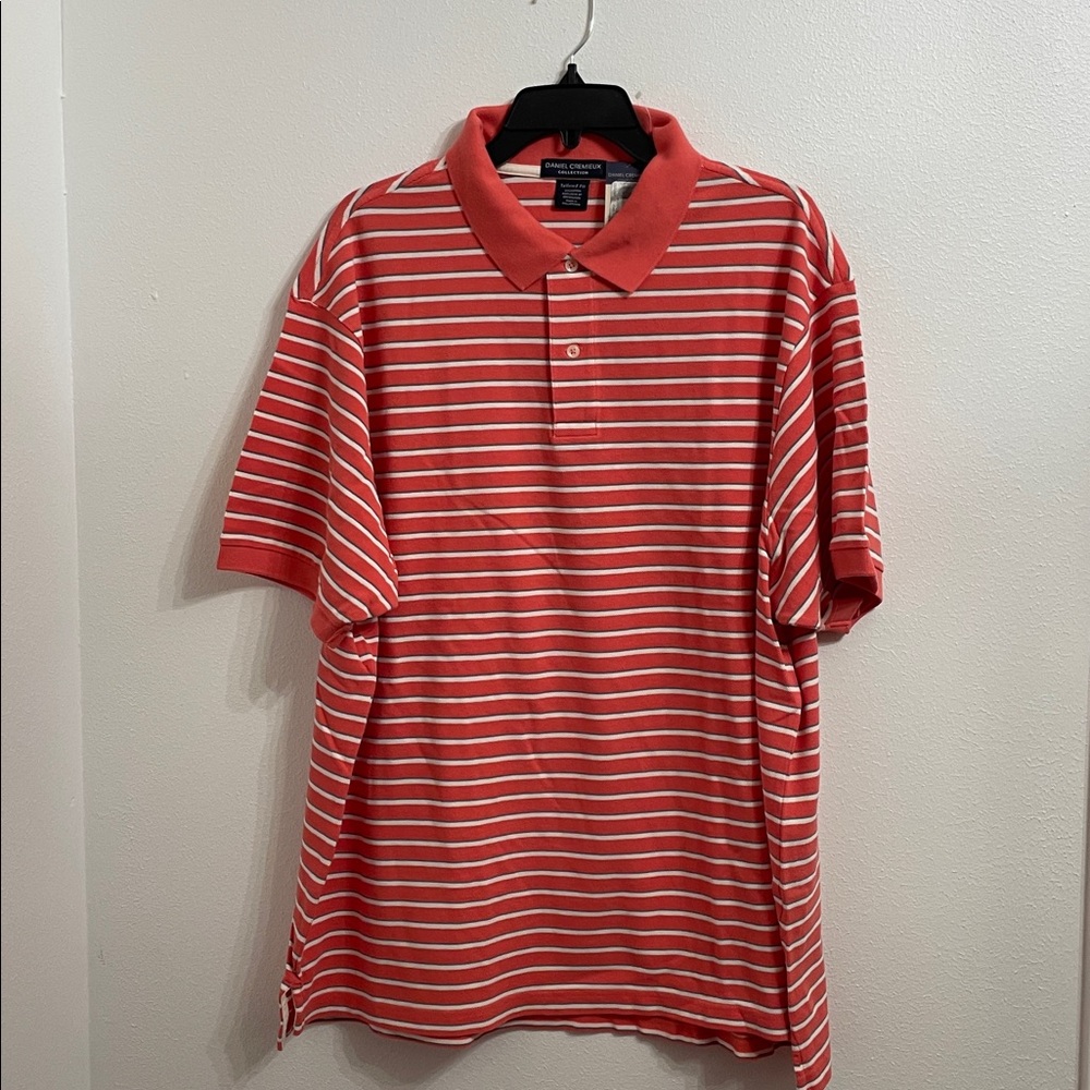 NWT Daniel Cremieux Dark Salmon + White & Gray Striped Men’s Shirt Size XXL - Picture 2 of 6
